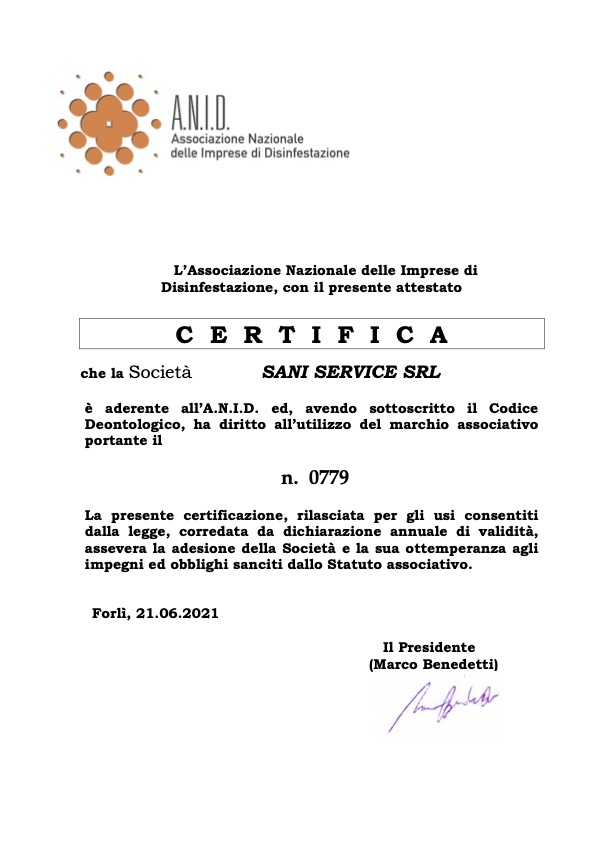 Certificato d'iscrizione